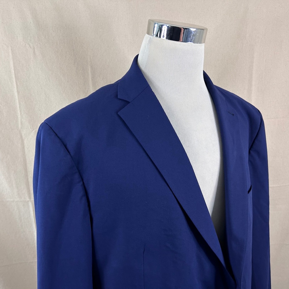 Jos A Bank 50R Sport Coat Blue Two Button Double Vented Polyester Blend